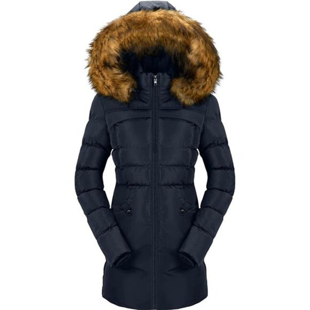Women's Winter Puffer Coat Heavy Warm Long Parka Down Jacket with Fur Hood